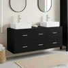 Vonios spintos komplektas 3 vnt. Juoda 129 x 41 x 79,5 cm