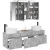 Vonios spintos komplektas 4 pcs Betono pilka 100 x 14,5 x 70 cm