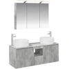 Vonios spintos komplektas 4 pcs Betono pilka 100 x 14,5 x 70 cm