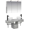 Vonios spintos komplektas 4 pcs Betono pilka 100 x 14,5 x 70 cm