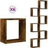 Wall Cube lentynos 6 vnt Rūkytas ąžuolas 30x15x30 cm