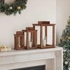 Žibintas 3 pcs Natūrali Mahogany Medis
