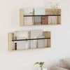 Žurnalų stovas su lentyna 2 pcs Sonoma ąžuolas 80 x 12 x 30 cm