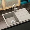 Compotexa Akmens masės plautuvė HELIKA Tessa SQT101AW, Silicsana spalva: Juoda | Juodas metallic 601