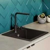 Compotexa Dirbtinio granito plautuvė HELIKA Tessa SQT100W, Silicsana spalva: Grafitas | Graphite 222