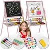 Ricokids Vaikiška dvipusė magnetinė piešimo lenta su priedais, rožinė