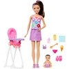 Mattel Barbie Babysitter Skipper lėlės rinkinys su kūdikiu ir maitinimo kėdute