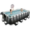 EXIT Juodas Leather pool 400x200x100cm with sand filter pump and dome - juodas