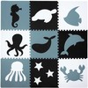 Didelis mokomasis grindų kilimėlis 180x180 Storo putplasčio dėlionė XXL 9 vnt Humbi jūros gyvūnai vandens Ocean