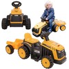 EVO JCB Akumuliatorinis traktorius vaikams su nuimama priekaba, geltonos spalvos