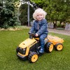 EVO JCB Akumuliatorinis traktorius vaikams su nuimama priekaba, geltonos spalvos