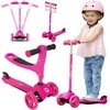 EVO 2 viename triratis reguliuojamo dydžio rožinis paspirtukas, 40–72 cm, vaikams nuo 1 metų