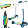EVO sulankstomas reguliuojamas 3 ratų vaikiškas paspirtukas Rainbow Blast mini Cruiser mėlynai švytintis denis