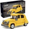 Klocki Konstrukcyjne CaDA Auto miejskie Važiuoklė Geltona Autko Citroen 2CV 298 dalys