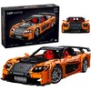 CaDA statybiniai blokai Nuotoliniu būdu valdomas automobilis 56 cm oranžinės spalvos automobilių lenktynės Mazda RX-7 3305 dalys RC