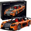 CaDA statybiniai blokai Nuotoliniu būdu valdomas automobilis 56 cm oranžinės spalvos automobilių lenktynės Mazda RX-7 3305 dalys RC