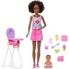 Mattel Barbie Babysitter Skipper lėlės rinkinys su kūdikiu ir maitinimo kėdute