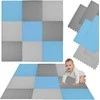 Humbi putplasčio grindų kilimėlis 180x180 Didelė putų dėlionė vandeniui atspari seifas 9 vnt. mėlyna, pilka, tamsiai pil