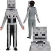 Minecraft karnavalinis kostiumas berniukui Skeleton Baltas Skeleton kostiumo maskuoklis 110-122 cm (4-6 metai)