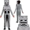 Minecraft karnavalinis kostiumas berniukui Skeleton Baltas Skeleton kostiumo maskuoklis 110-122 cm (4-6 metai)