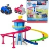 „Paw Patrol“ gaudynių ir gelbėjimo rinkinys: bėgių kelio bokštas + 2 šuniukų transporto priemonės