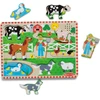 Medinės dėlionės su garsu, dėlionė Old MacDonald's Farm EN Melissa & Doug