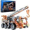 Rinkinys statybiniai blokeliai CaDA 22 cm oranžinis Kranas Kranas Važiuoklė statybinis atsitraukimas 272 vnt.