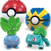 Mega Pokemon blokai 118 vnt rinkinys 4 žolės Pokemon + 4 Pokeballs HWR77