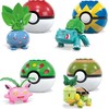 Mega Pokemon blokai 118 vnt rinkinys 4 žolės Pokemon + 4 Pokeballs HWR77