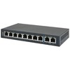Šakotuvas Nevaldomas komutatorius 10xRJ45 - 8 RJ45 PoE+ 100Mb/s prievadai + 2 RJ45 Uplink 1Gb/s prievadai (energijos sąnaudos 96W) AVIZIO