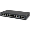 Šakotuvas Nevaldomas komutatorius 10xRJ45 - 8 RJ45 PoE+ 1Gb/s prievadai + 2 RJ45 Uplink 1Gb/s prievadai (energijos sąnaudos 96W) AVIZIO