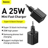 Baseus Super Si greitas įkroviklis 1C 25W su USB-C - USB-C kabelis 1m - Juodas