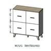 Cama Meble Komoda - Cama Lotta 110 4D Wotan Ąžuolas + Matinė Juoda