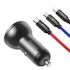 Baseus automobilinis įkroviklis 24W su 3-in-1 USB kabeliu 1.2m