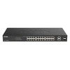 Šakotuvas D-LINK EasySmart 24 jungtys PoE/PoE+ Gigabit &amp; 2 Jungtys Combo / SFP biudžetas 370 vatų stelažinis jungiklis ONVIF