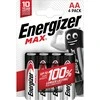 Baterijų Komplektas - Energizer Alkaline Max AA 1,5V 4 Vnt. Ekologiška Pakuotė