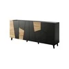 Cama Meble Komoda - Etna 200x42x82 Juoda Matinė + Ąžuolas Craft