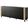 Cama Meble Baldai - Faro Komoda 200x42x82 Matinė Juoda Ir Ąžuolo Medžiaga