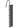 GEMBIRD A-CM-COMBO11-01 USB Type C 11in1 kelių prievadų adapteris USB šakotuvas + HDMI + VGA + PD + kortelių skaitytuvas + LAN + 3,5 mm garso erdvės pilkas