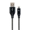 GEMBIRD CC-USB2B-AMCM-1M-BW Premium medvilninis pintas Type-C USB įkrovimo ir duomenų laidas 1m juodas/baltas