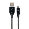 GEMBIRD CC-USB2B-AMCM-2M-BW Premium medvilnės pintas Type-C USB įkrovimo ir duomenų laidas 2m juodas/baltas