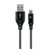 GEMBIRD CC-USB2B-AMCM-2M-BW Premium medvilnės pintas Type-C USB įkrovimo ir duomenų laidas 2m juodas/baltas