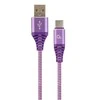 GEMBIRD CC-USB2B-AMCM-2M-PW Gembird Premium medvilninis pintas Type-C USB įkrovimo ir duomenų laidas,2m,violetinė/baltas