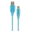 GEMBIRD CC-USB2B-AMCM-2M-VW Gembird Premium medvilninis pintas Type-C USB įkrovimo ir duomenų laidas,2m,mėlynas/baltas