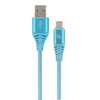 GEMBIRD CC-USB2B-AMmBM-1M-VW Gembird Premium medvilninis pintas Micro-USB įkrovimo ir duomenų laidas,1m,mėlynas/baltas