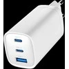 Gembird GaN USB QC3.0 27W 2xType-C max 65W balta