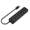 GEMBIRD 7 prievadų USB 3.1 Gen 1 HUB su jungikliais juodas