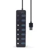 GEMBIRD 7 prievadų USB 3.1 Gen 1 HUB su jungikliais juodas