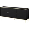 Cama Meble Komoda - Glamour Komoda 180x40x75,5 Cm Juoda Matinė Auksinė