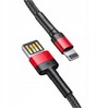 Baseus Cafule dvipusis USB Lightning kabelis 2.4A 1m - Juodas / Raudonas